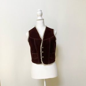 Beautiful Vintage Cropped Brown Vest - Genuine Leather